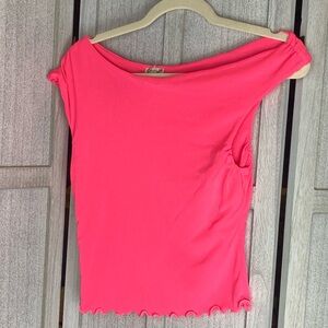 Free People Hot Pink Muscle Tee Top Medium